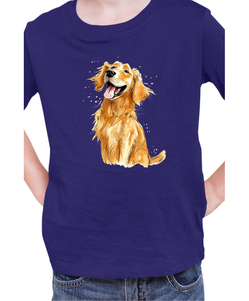 Детска Тениска Funny Dogs Breeds Golden Retriever 01