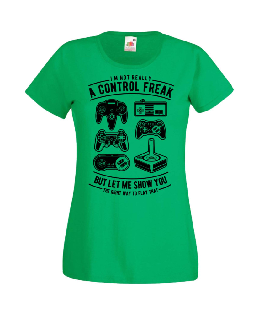 Дамска Геймърска Тениска Gamer A Control Freak Дамска Геймърска Тениска Gamer A Control Freak