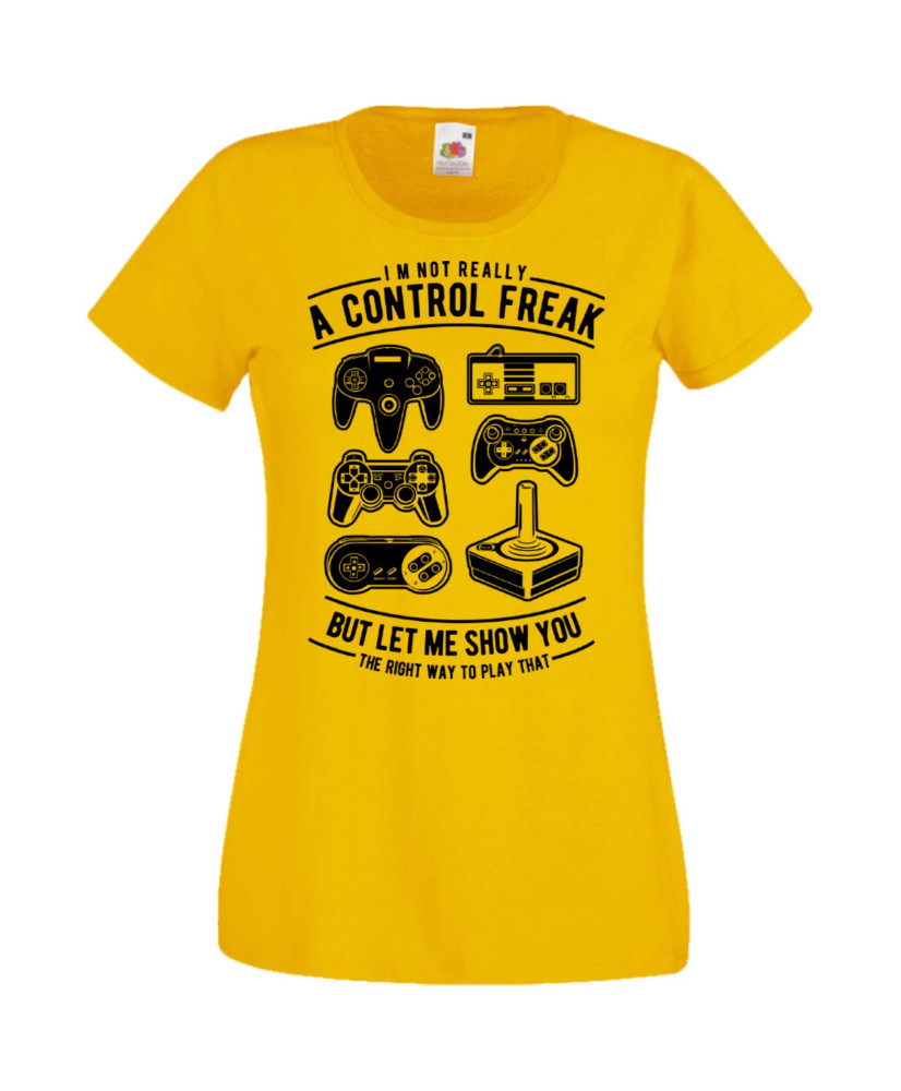 Дамска Геймърска Тениска Gamer A Control Freak Дамска Геймърска Тениска Gamer A Control Freak