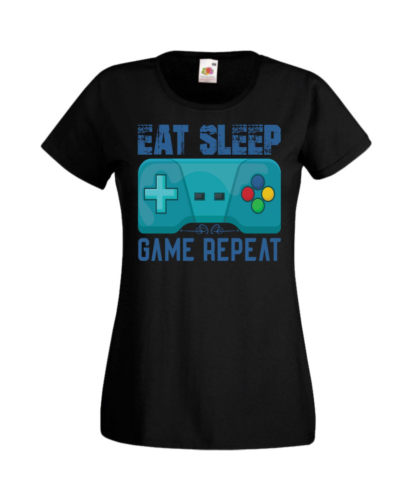 Дамска Геймърска Тениска Gamer Eat Sleep Game Repeat 02 Дамска Геймърска Тениска Gamer Eat Sleep Game Repeat 02