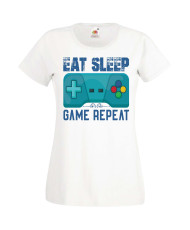 Дамска Геймърска Тениска Gamer Eat Sleep Game Repeat 02