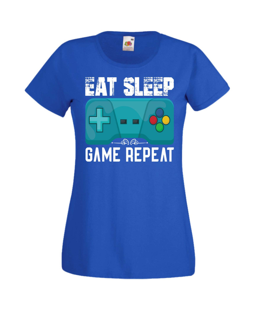 Дамска Геймърска Тениска Gamer Eat Sleep Game Repeat 02 Дамска Геймърска Тениска Gamer Eat Sleep Game Repeat 02