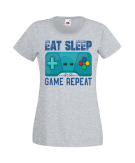 Дамска Геймърска Тениска Gamer Eat Sleep Game Repeat 02