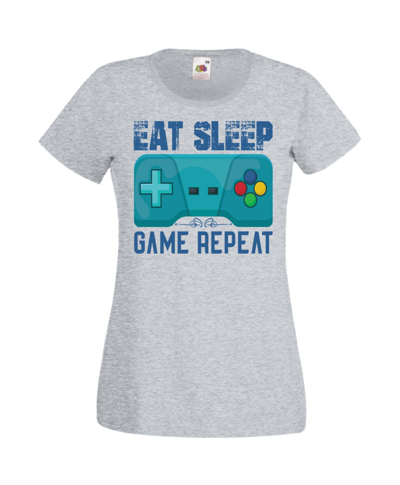 Дамска Геймърска Тениска Gamer Eat Sleep Game Repeat 02 Дамска Геймърска Тениска Gamer Eat Sleep Game Repeat 02