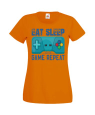 Дамска Геймърска Тениска Gamer Eat Sleep Game Repeat 02