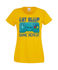 Дамска Геймърска Тениска Gamer Eat Sleep Game Repeat 02