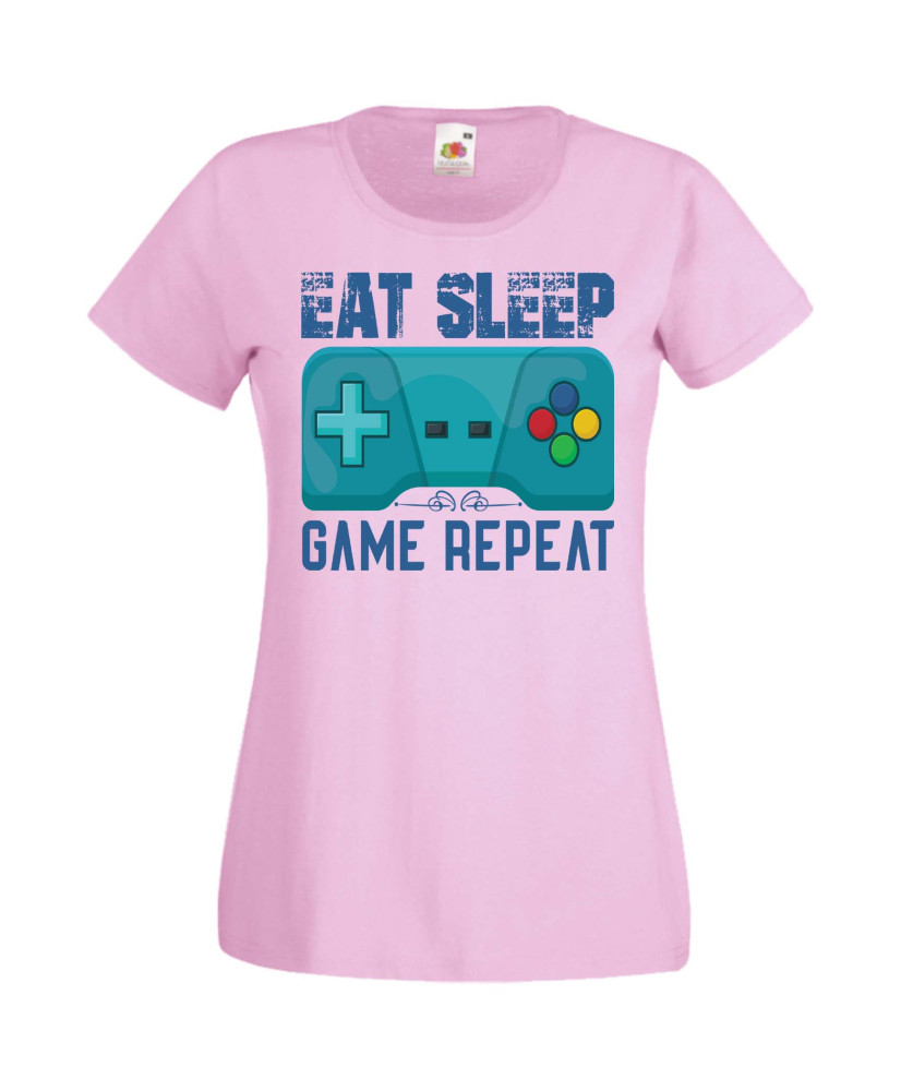 Дамска Геймърска Тениска Gamer Eat Sleep Game Repeat 02 Дамска Геймърска Тениска Gamer Eat Sleep Game Repeat 02