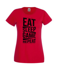 Дамска Геймърска Тениска Gamer Eat Sleep Game Repeat 03