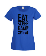 Дамска Геймърска Тениска Gamer Eat Sleep Game Repeat 03