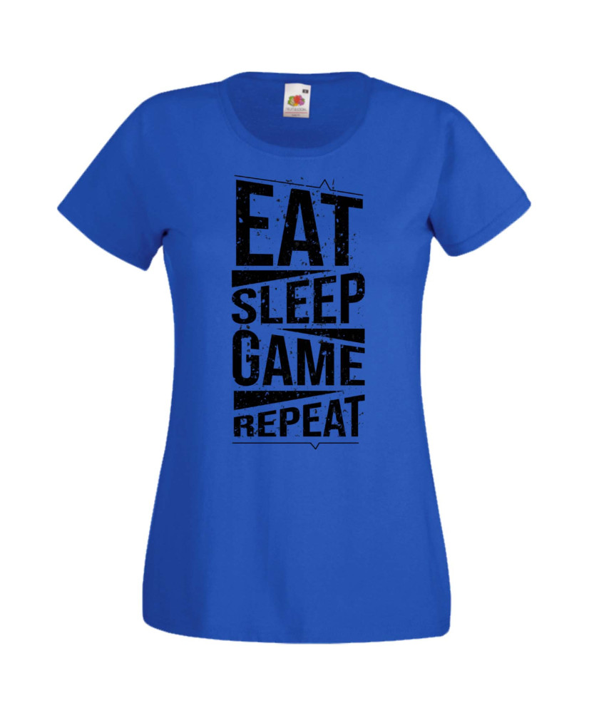 Дамска Геймърска Тениска Gamer Eat Sleep Game Repeat 03