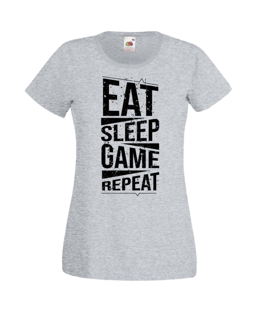 Дамска Геймърска Тениска Gamer Eat Sleep Game Repeat 03 Дамска Геймърска Тениска Gamer Eat Sleep Game Repeat 03