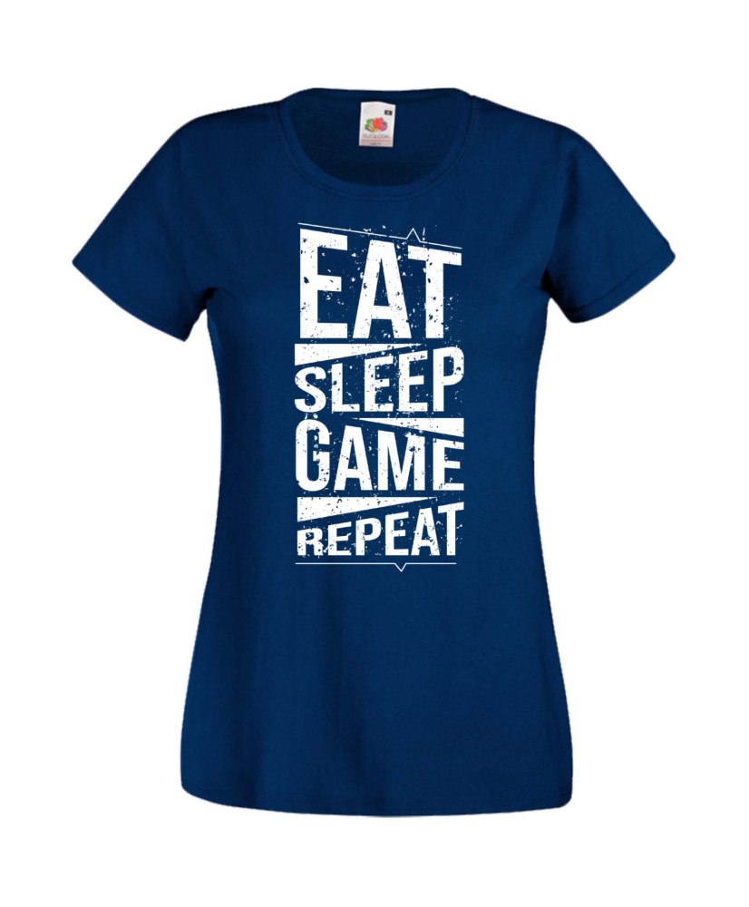 Дамска Геймърска Тениска Gamer Eat Sleep Game Repeat 03 Дамска Геймърска Тениска Gamer Eat Sleep Game Repeat 03