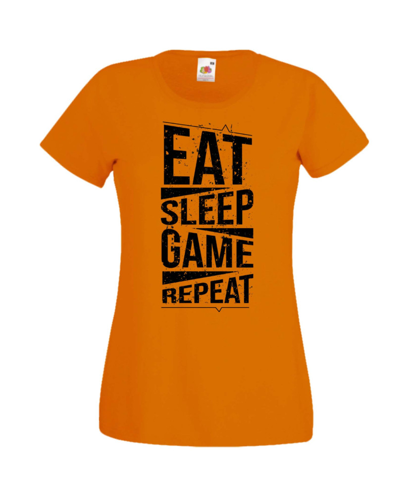 Дамска Геймърска Тениска Gamer Eat Sleep Game Repeat 03