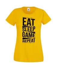 Дамска Геймърска Тениска Gamer Eat Sleep Game Repeat 03