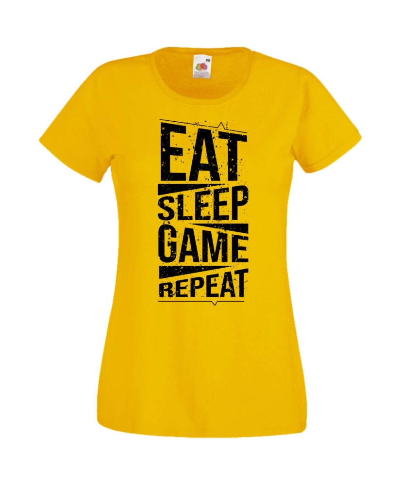 Дамска Геймърска Тениска Gamer Eat Sleep Game Repeat 03 Дамска Геймърска Тениска Gamer Eat Sleep Game Repeat 03