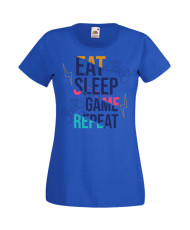 Дамска Геймърска Тениска Gamer Eat Sleep Game Repeat 04