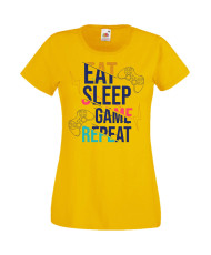Дамска Геймърска Тениска Gamer Eat Sleep Game Repeat 04