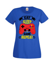 Дамска Геймърска Тениска Gamer Eat Sleep Game Repeat 05