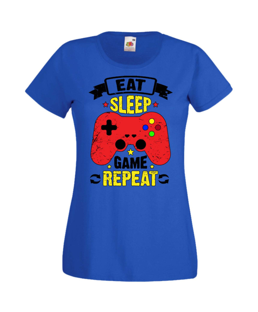 Дамска Геймърска Тениска Gamer Eat Sleep Game Repeat 05 Дамска Геймърска Тениска Gamer Eat Sleep Game Repeat 05