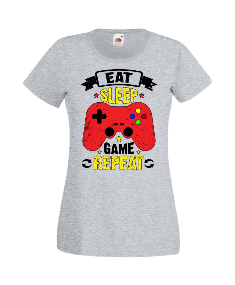 Дамска Геймърска Тениска Gamer Eat Sleep Game Repeat 05 Дамска Геймърска Тениска Gamer Eat Sleep Game Repeat 05