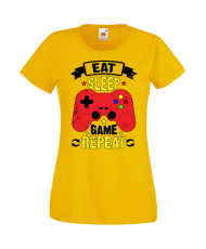 Дамска Геймърска Тениска Gamer Eat Sleep Game Repeat 05