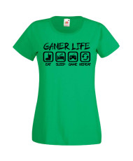 Дамска Геймърска Тениска Gamer Gamer Life Eat Sleep Game Repeat