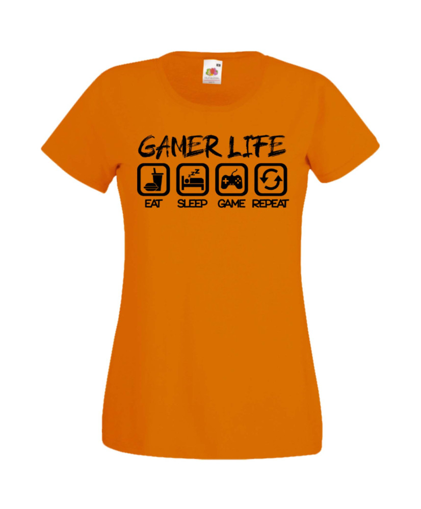 Дамска Геймърска Тениска Gamer Gamer Life Eat Sleep Game Repeat Дамска Геймърска Тениска Gamer Gamer Life Eat Sleep Game Repeat