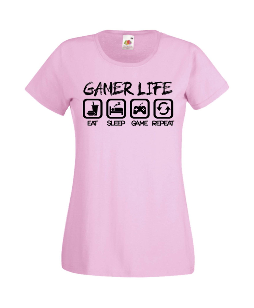 Дамска Геймърска Тениска Gamer Gamer Life Eat Sleep Game Repeat Дамска Геймърска Тениска Gamer Gamer Life Eat Sleep Game Repeat