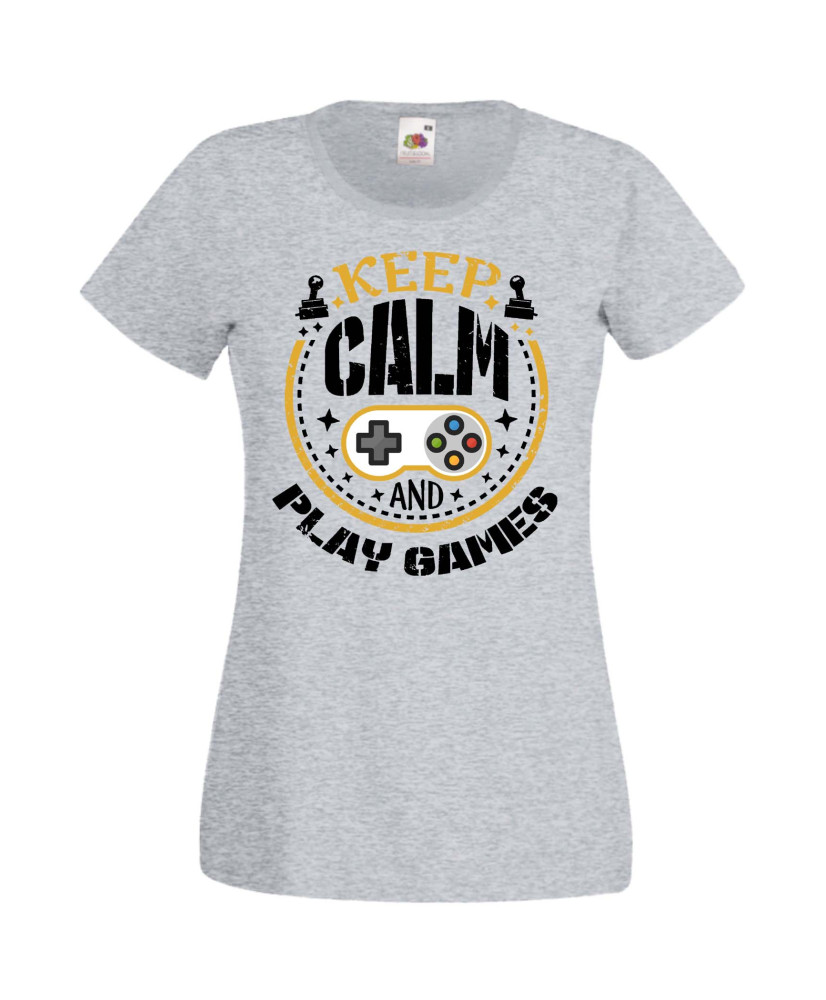 Дамска Геймърска Тениска Gamer Keep Calm And Play Games Дамска Геймърска Тениска Gamer Keep Calm And Play Games
