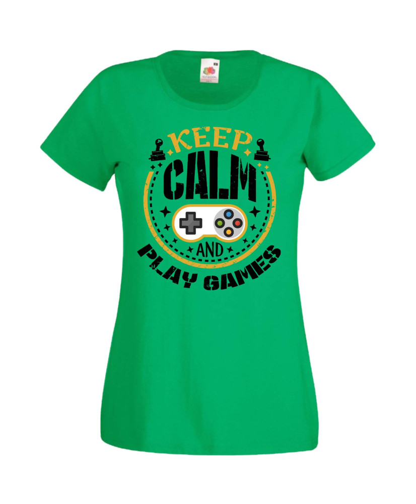 Дамска Геймърска Тениска Gamer Keep Calm And Play Games Дамска Геймърска Тениска Gamer Keep Calm And Play Games