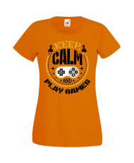 Дамска Геймърска Тениска Gamer Keep Calm And Play Games