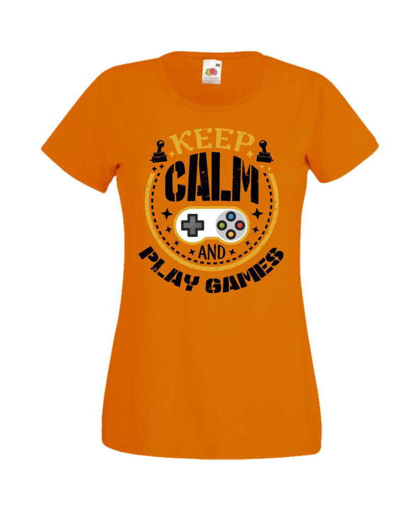 Дамска Геймърска Тениска Gamer Keep Calm And Play Games Дамска Геймърска Тениска Gamer Keep Calm And Play Games