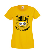 Дамска Геймърска Тениска Gamer Keep Calm And Play Games