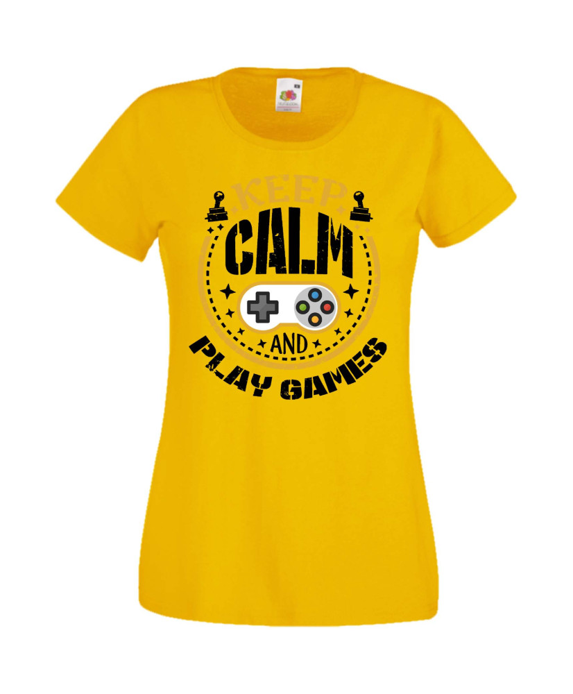Дамска Геймърска Тениска Gamer Keep Calm And Play Games Дамска Геймърска Тениска Gamer Keep Calm And Play Games