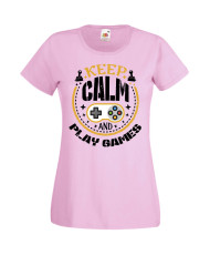 Дамска Геймърска Тениска Gamer Keep Calm And Play Games