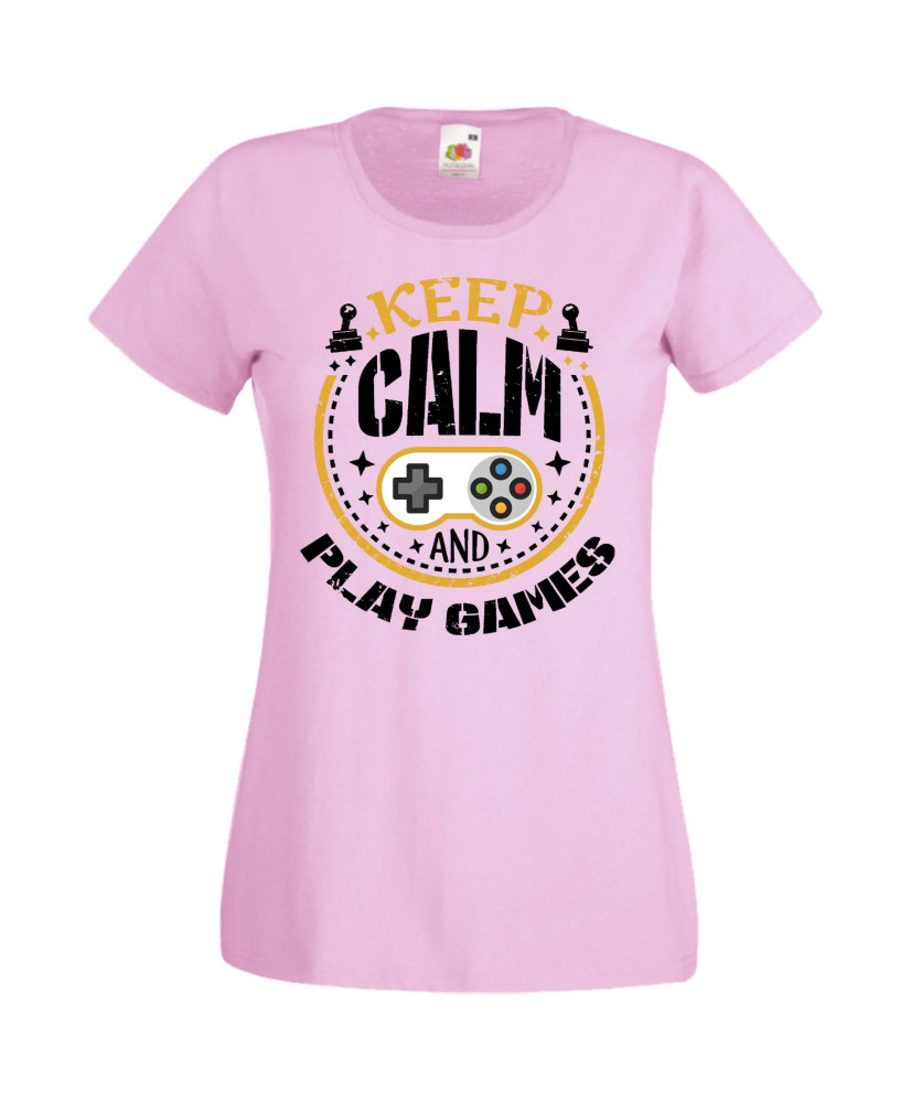 Дамска Геймърска Тениска Gamer Keep Calm And Play Games Дамска Геймърска Тениска Gamer Keep Calm And Play Games