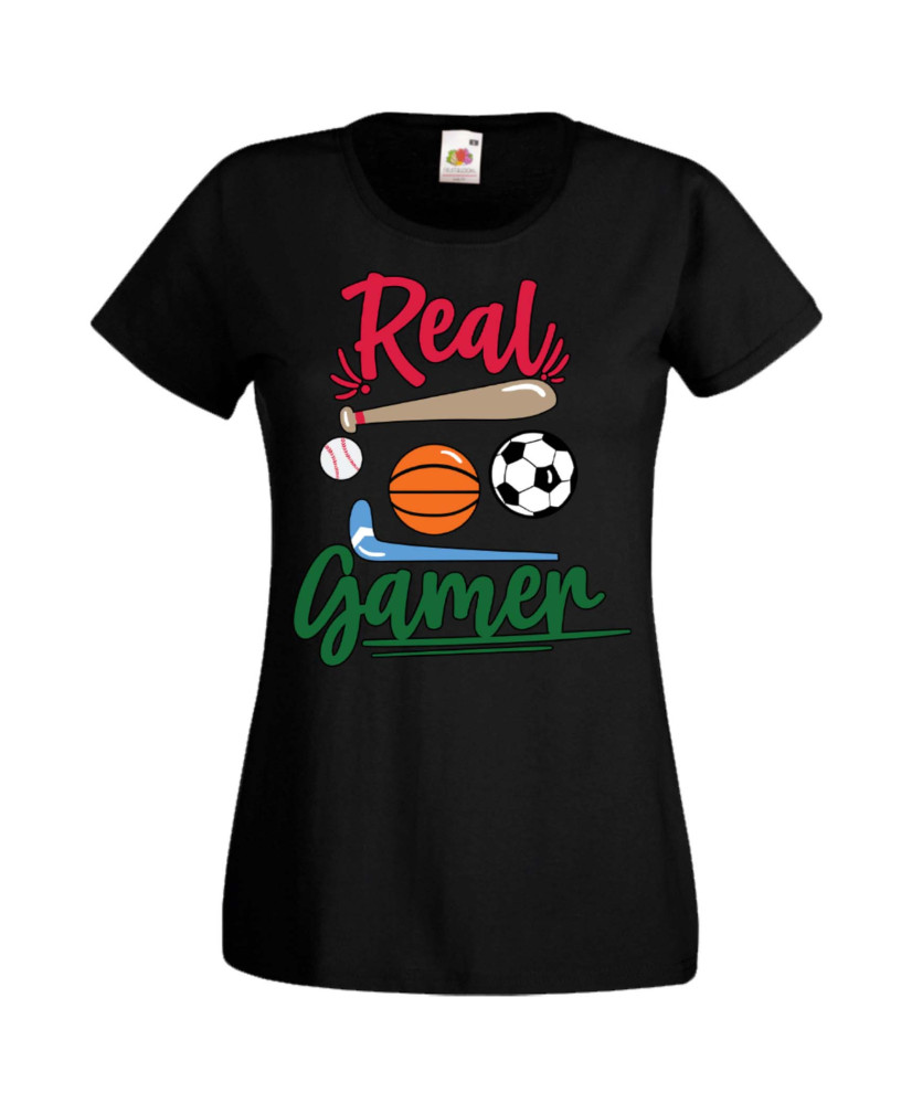 Дамска Геймърска Тениска Gamer Real Gamer Дамска Геймърска Тениска Gamer Real Gamer