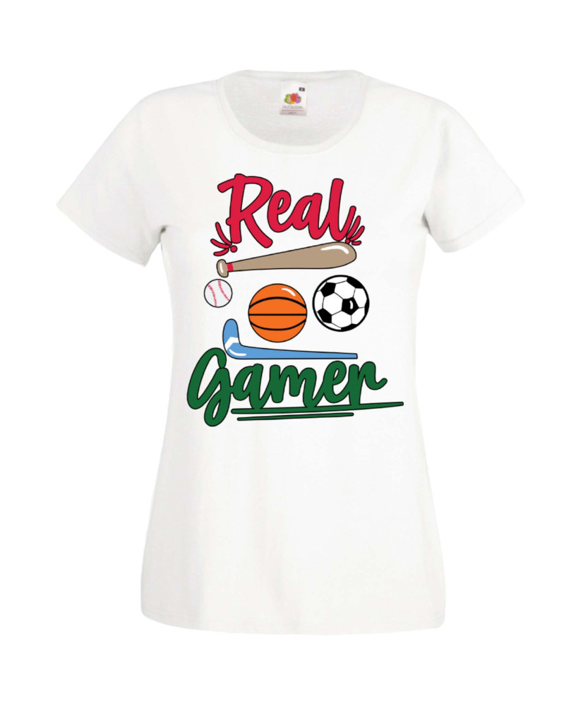 Дамска Геймърска Тениска Gamer Real Gamer Дамска Геймърска Тениска Gamer Real Gamer