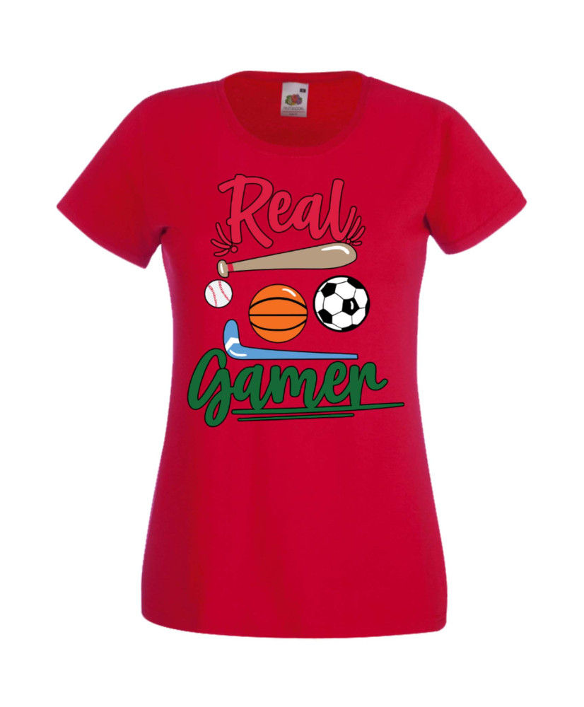 Дамска Геймърска Тениска Gamer Real Gamer Дамска Геймърска Тениска Gamer Real Gamer
