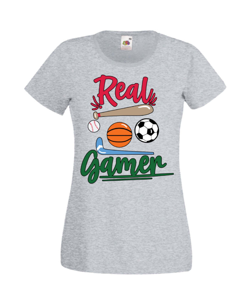 Дамска Геймърска Тениска Gamer Real Gamer Дамска Геймърска Тениска Gamer Real Gamer