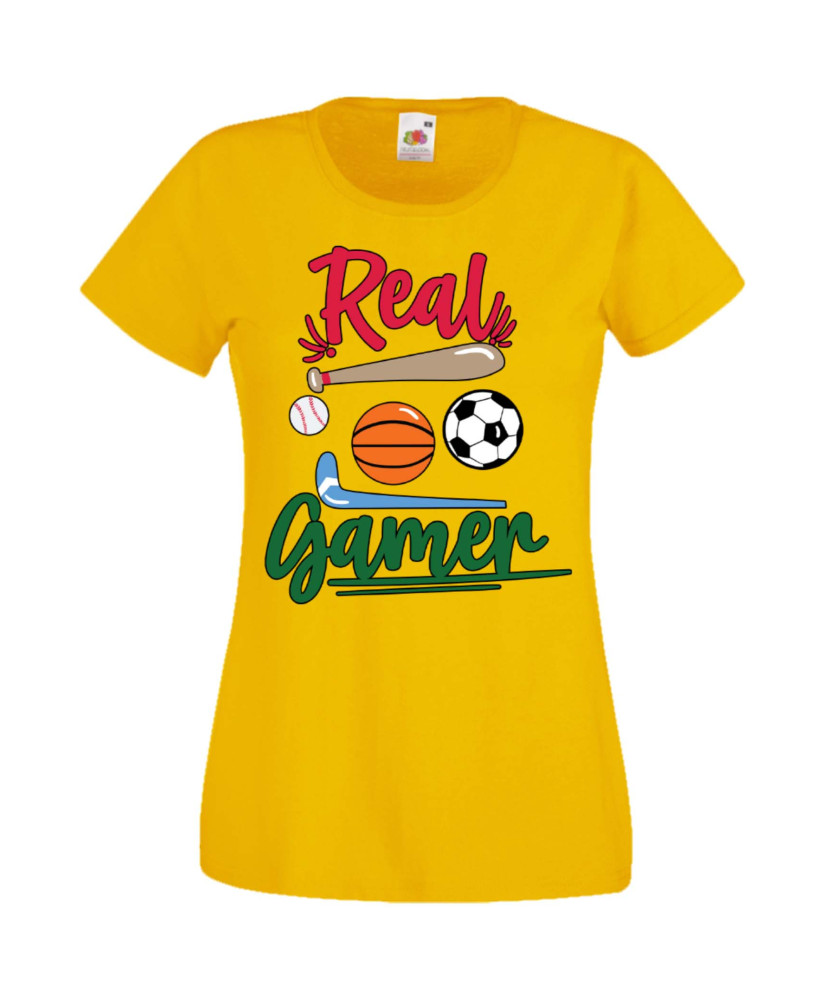 Дамска Геймърска Тениска Gamer Real Gamer Дамска Геймърска Тениска Gamer Real Gamer