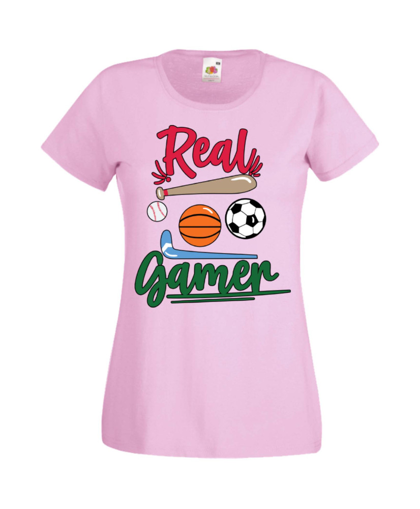Дамска Геймърска Тениска Gamer Real Gamer Дамска Геймърска Тениска Gamer Real Gamer