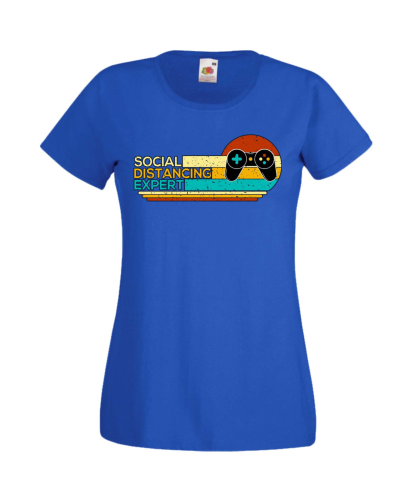 Дамска Геймърска Тениска Gamer Social Distancing Expert