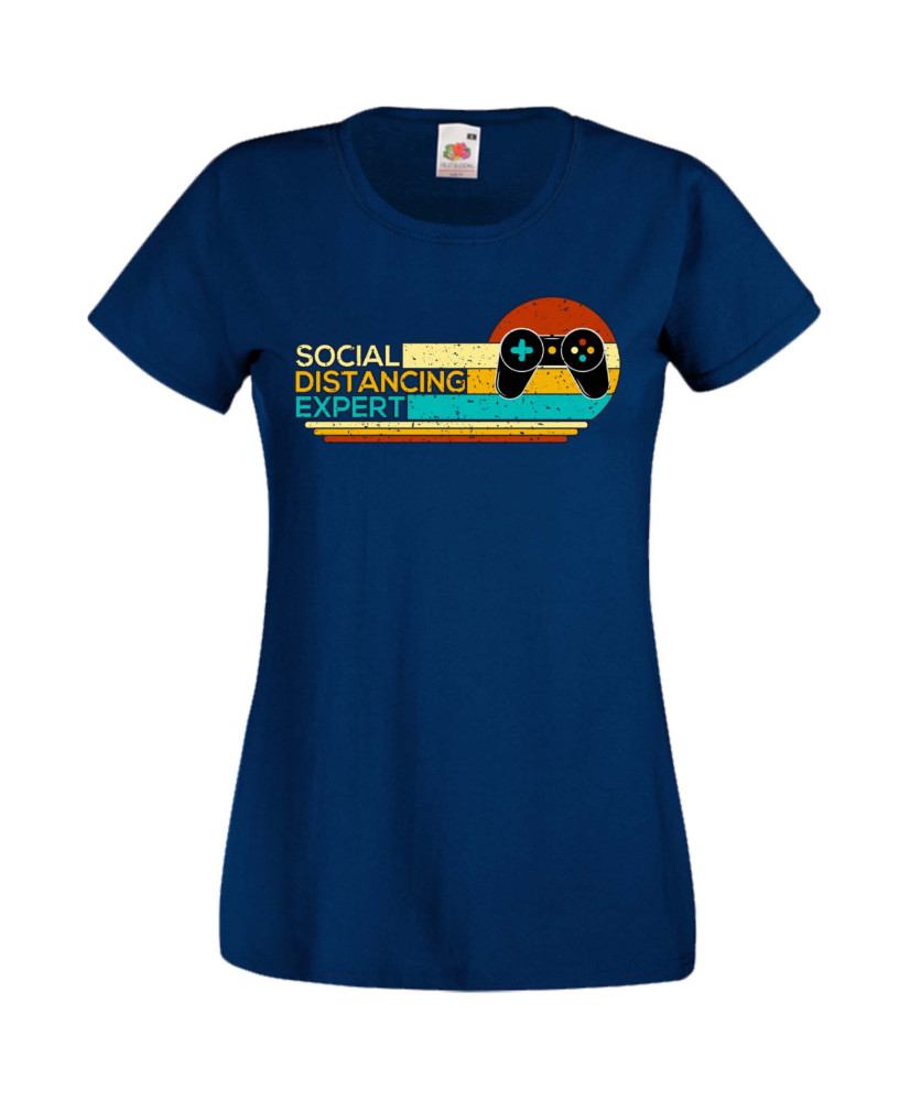 Дамска Геймърска Тениска Gamer Social Distancing Expert