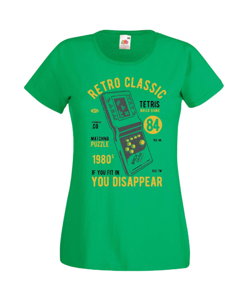 Дамска Геймърска Тениска Gamer Tetris Brick Game