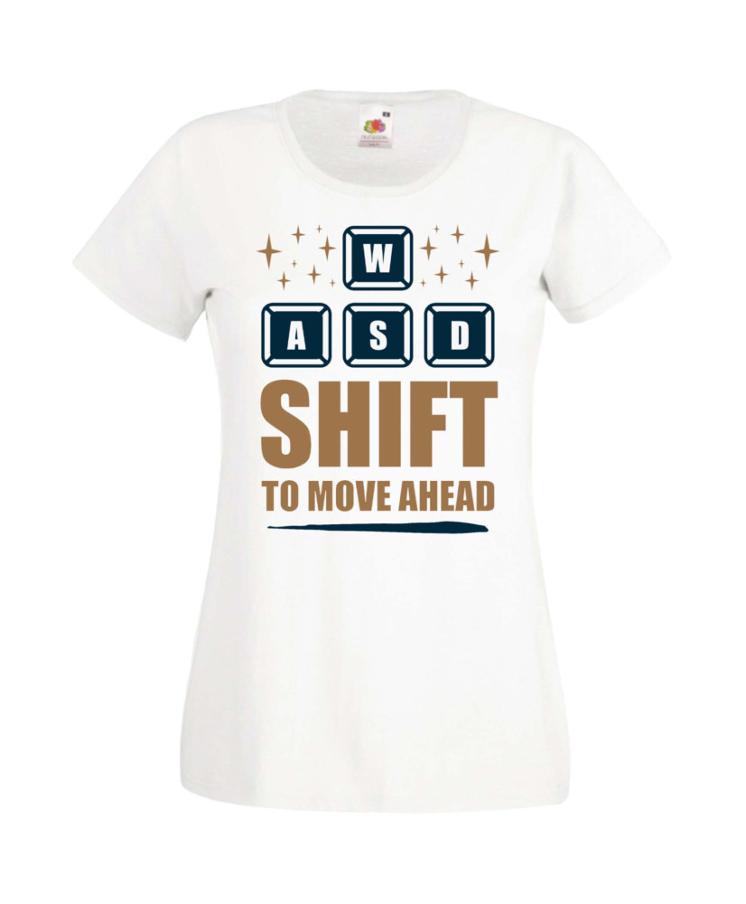 Дамска Геймърска Тениска Gamer Wasd Shift To Move Ahead Дамска Геймърска Тениска Gamer Wasd Shift To Move Ahead