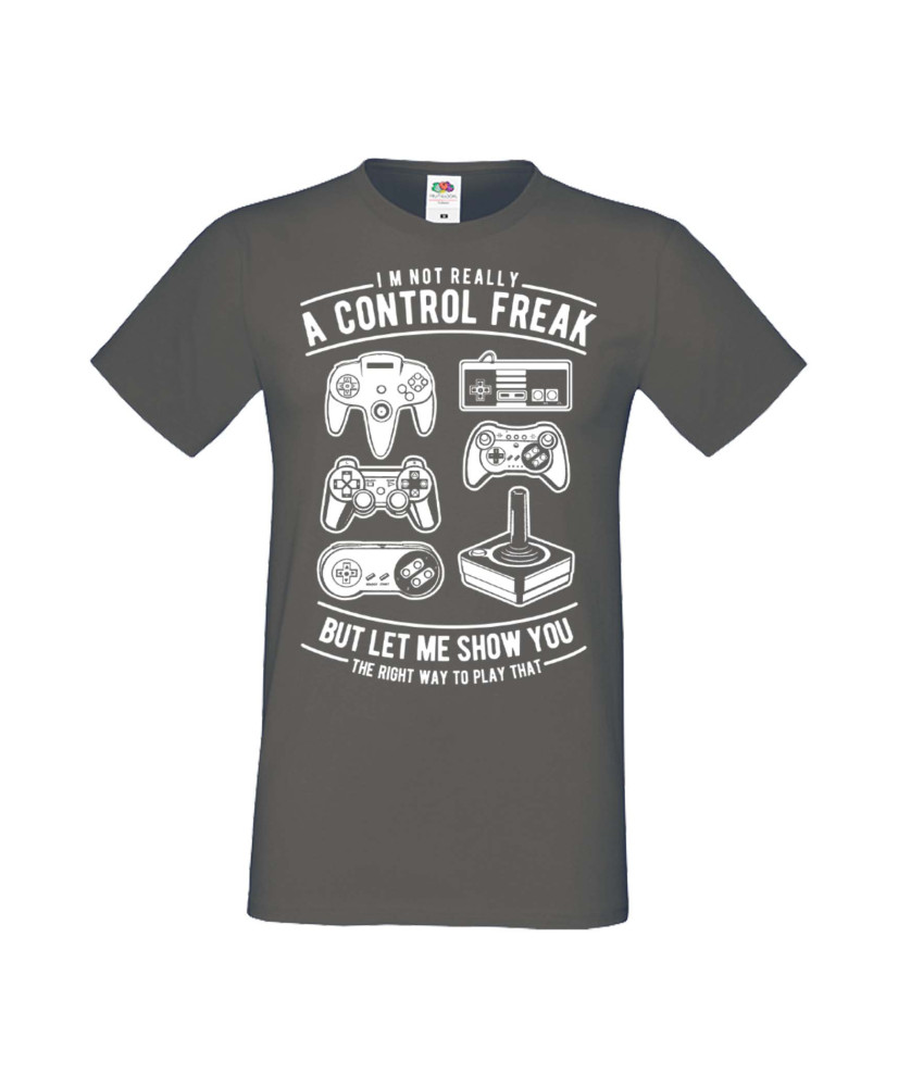 Мъжка Геймърска Тениска Gamer A Control Freak Мъжка Геймърска Тениска Gamer A Control Freak