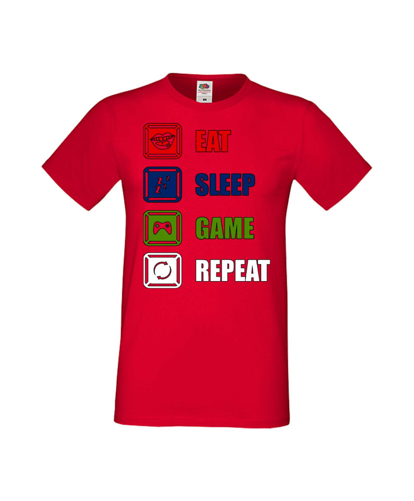 Мъжка Геймърска Тениска Gamer Eat Sleep Game Repeat 01 Мъжка Геймърска Тениска Gamer Eat Sleep Game Repeat 01