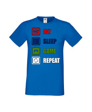 Мъжка Геймърска Тениска Gamer Eat Sleep Game Repeat 01