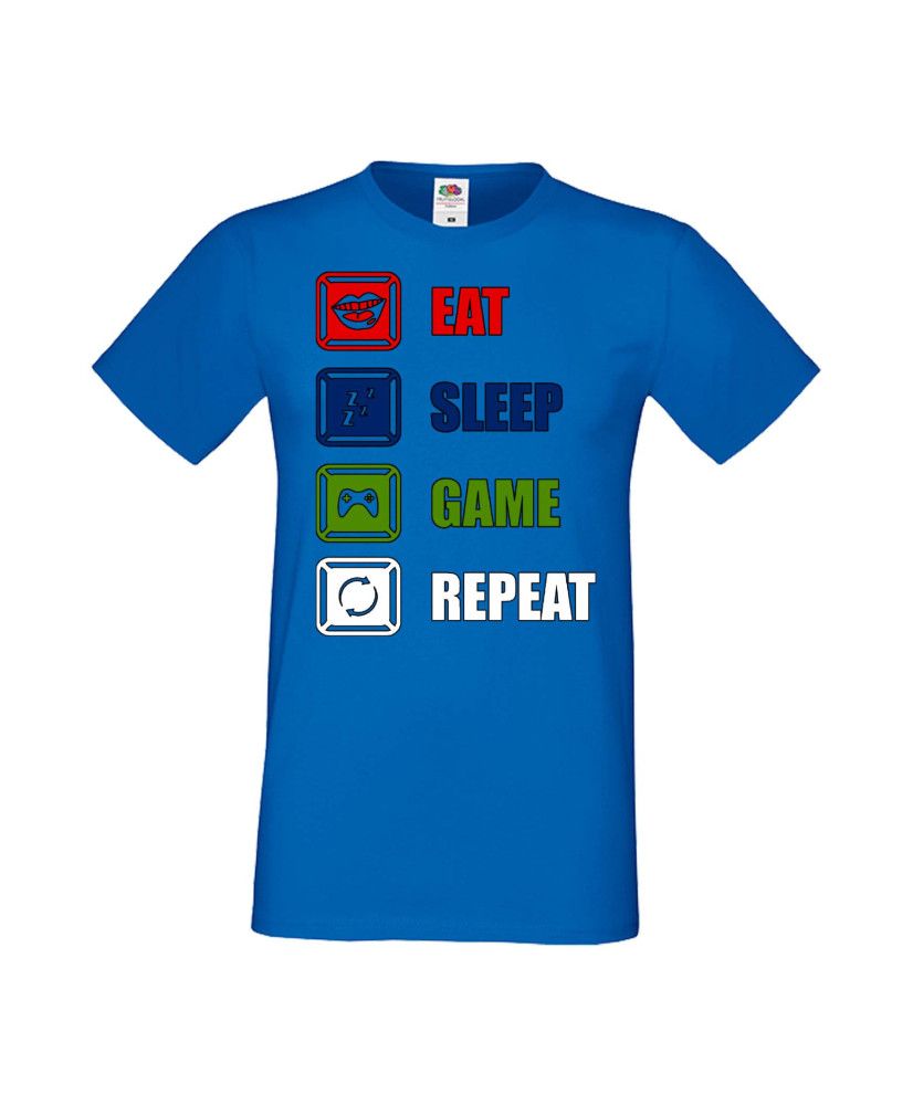Мъжка Геймърска Тениска Gamer Eat Sleep Game Repeat 01 Мъжка Геймърска Тениска Gamer Eat Sleep Game Repeat 01